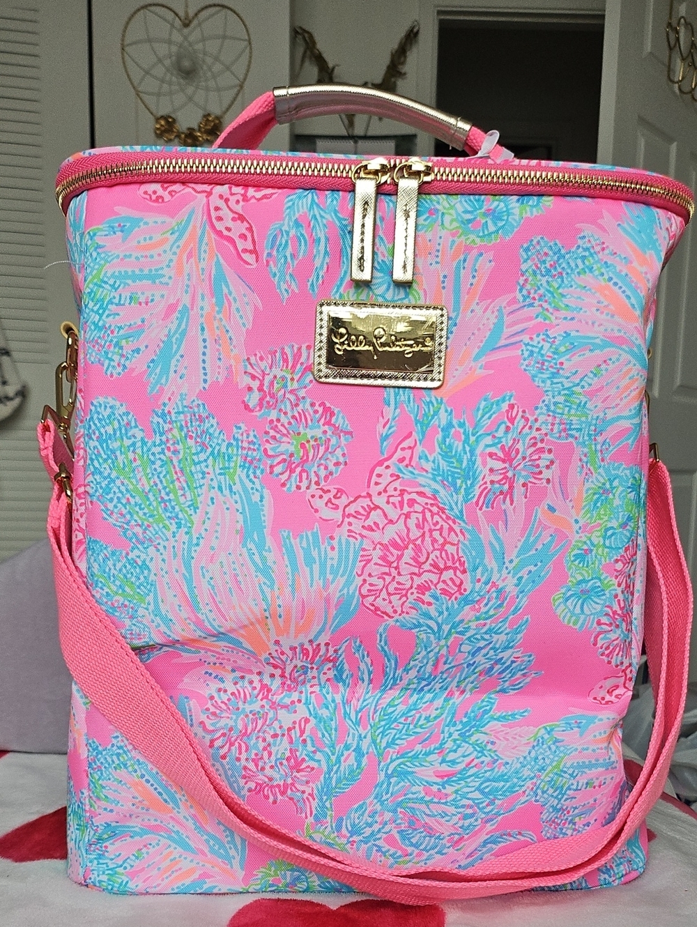 Lilly Pulitzer Pink Floral Insulated Wine Bag